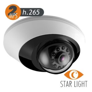 Mini Domo IP Ultra Starlight H.265 2 Mpx, Lente 2.8 mm, WDR 140db, IR 15 mts, IP66/IK10, Metálico