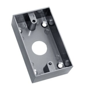 Caja metálica angosta para instalación de botón liberador de puerta